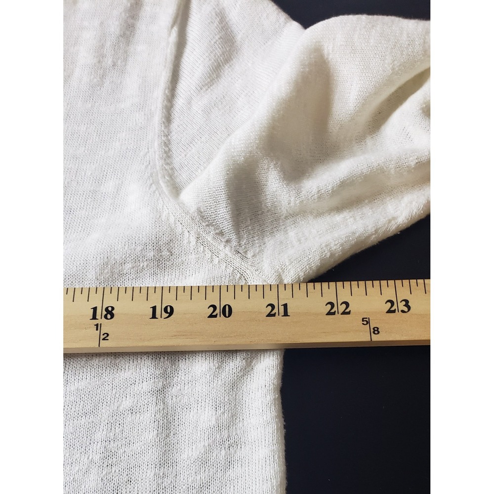 Eileen Fisher White Linen Cotton Slub Knit Cardigan Sweater L Spring Resort - Picture 6 of 7